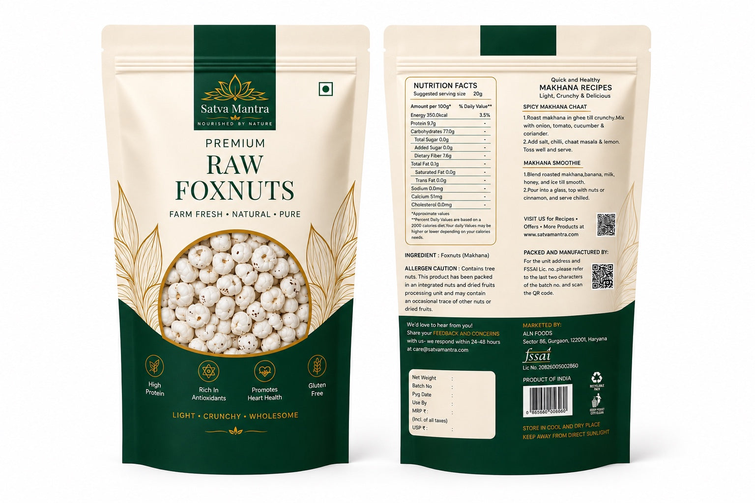 Raw Makhana (Fox Nuts/Lotus Seeds) – 250g | 5+ Suta